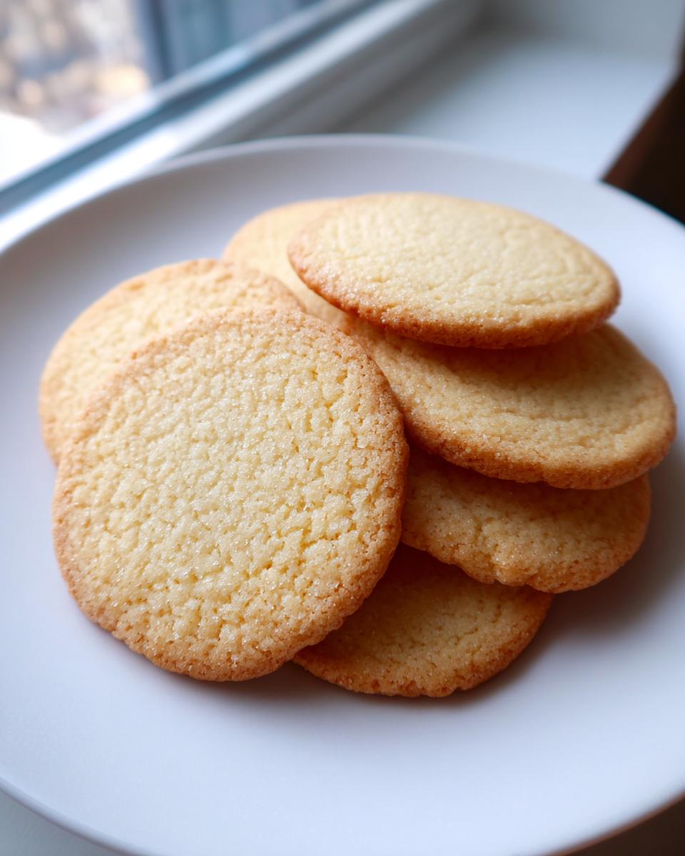 A stack of golden-brown cutout sugar cookies with sharp edges on a white plate.