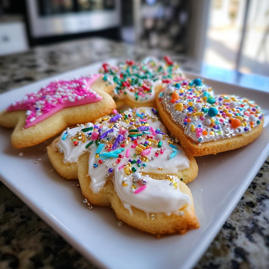 A festive assortment of 12 New Year's Eve cookies, decorated with colorful frosting and sparkly sprinkles.