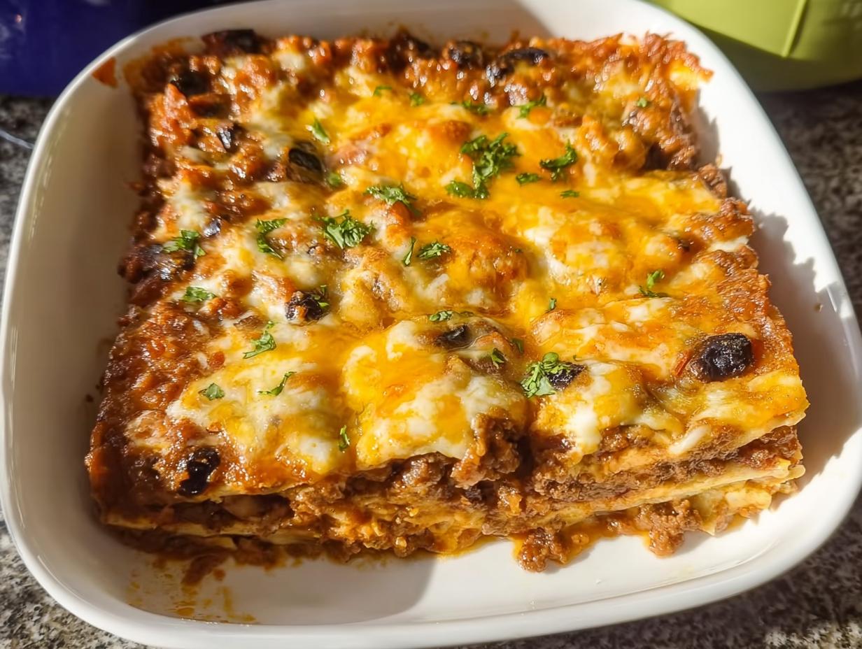 Amazing 1-pan Beef Enchilada Casserole