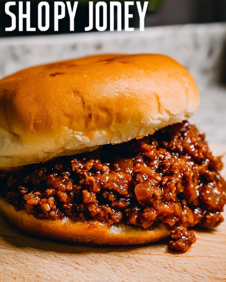 A close-up of a juicy Sloppy Joes sandwich piled high with saucy ground meat mixture on a soft bun.