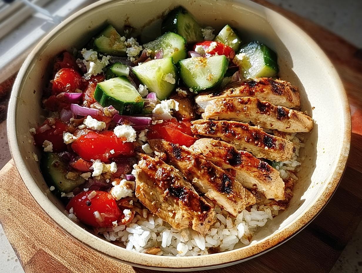 Amazing 4-Step Greek Chicken Salad Bowls