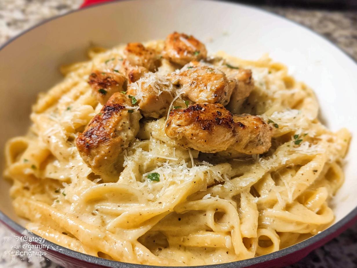 1 Amazing One Pan Creamy Garlic Parmesan Chicken Pasta!