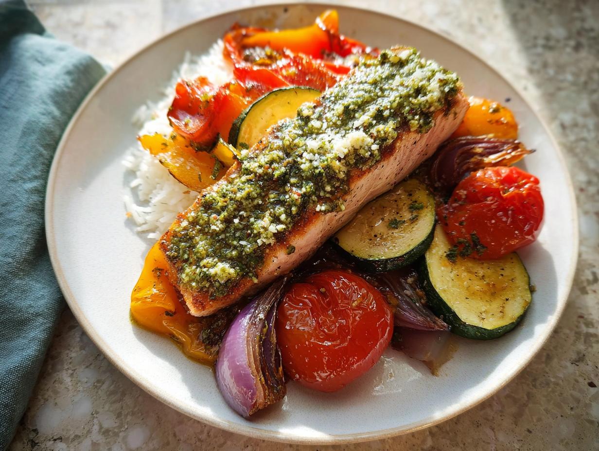 Amazing Pesto Salmon with 1 Flaky Finish