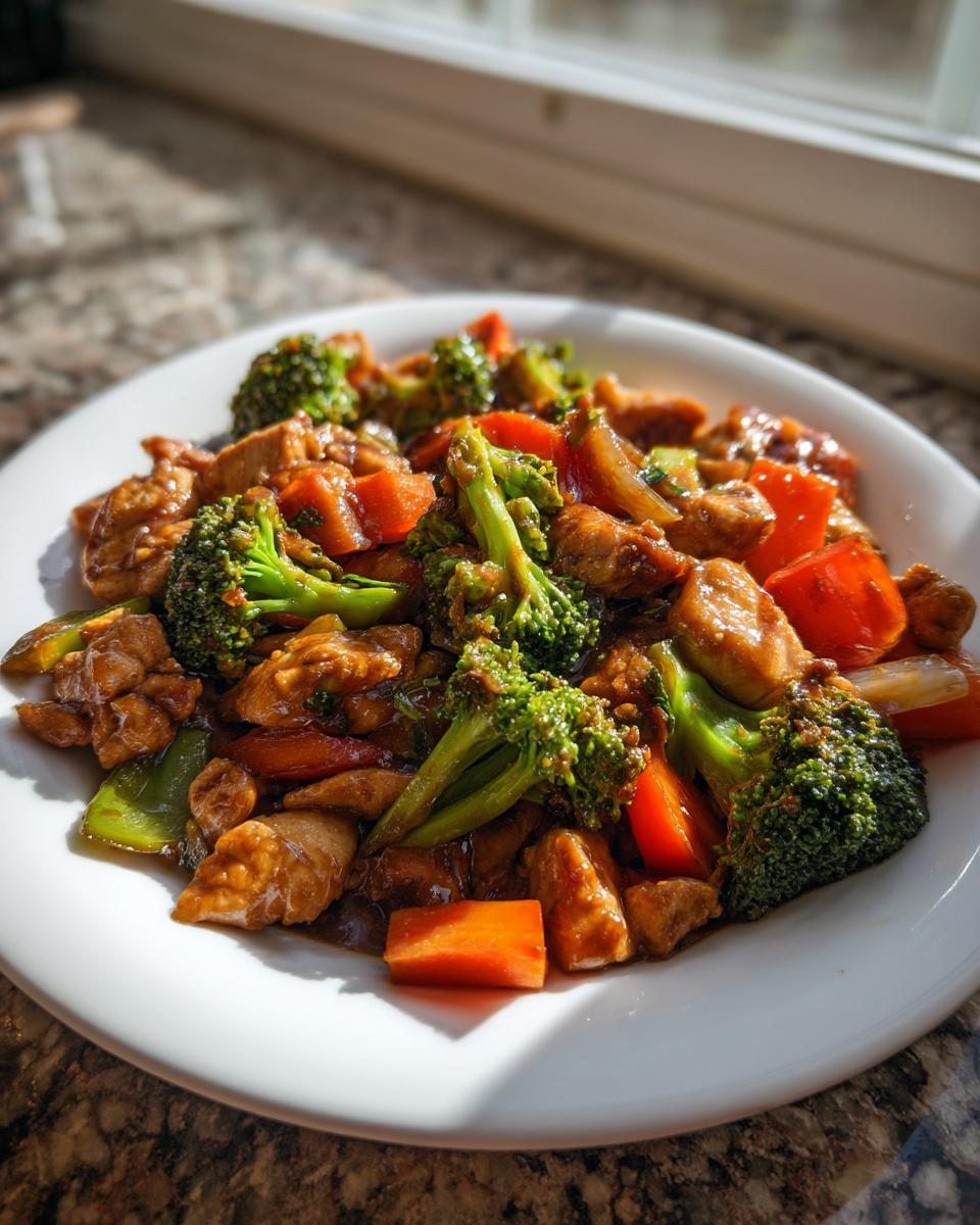 A plate of vibrant chicken and broccoli stir-fry, perfect for Quick Dinner Ideas for Your Busy Weeknights.