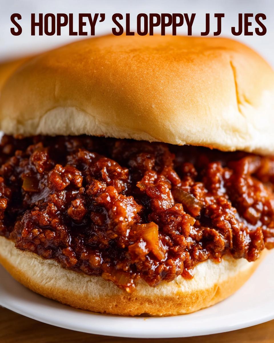 A close-up image of a delicious Sloppy Joes sandwich overflowing with rich, saucy meat mixture on a soft bun.
