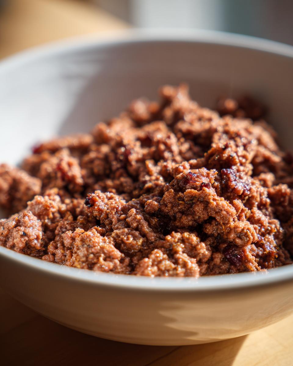 Close-up of seasoned, cooked ground beef filling a white bowl, perfect for crave-worthy ground beef recipes.