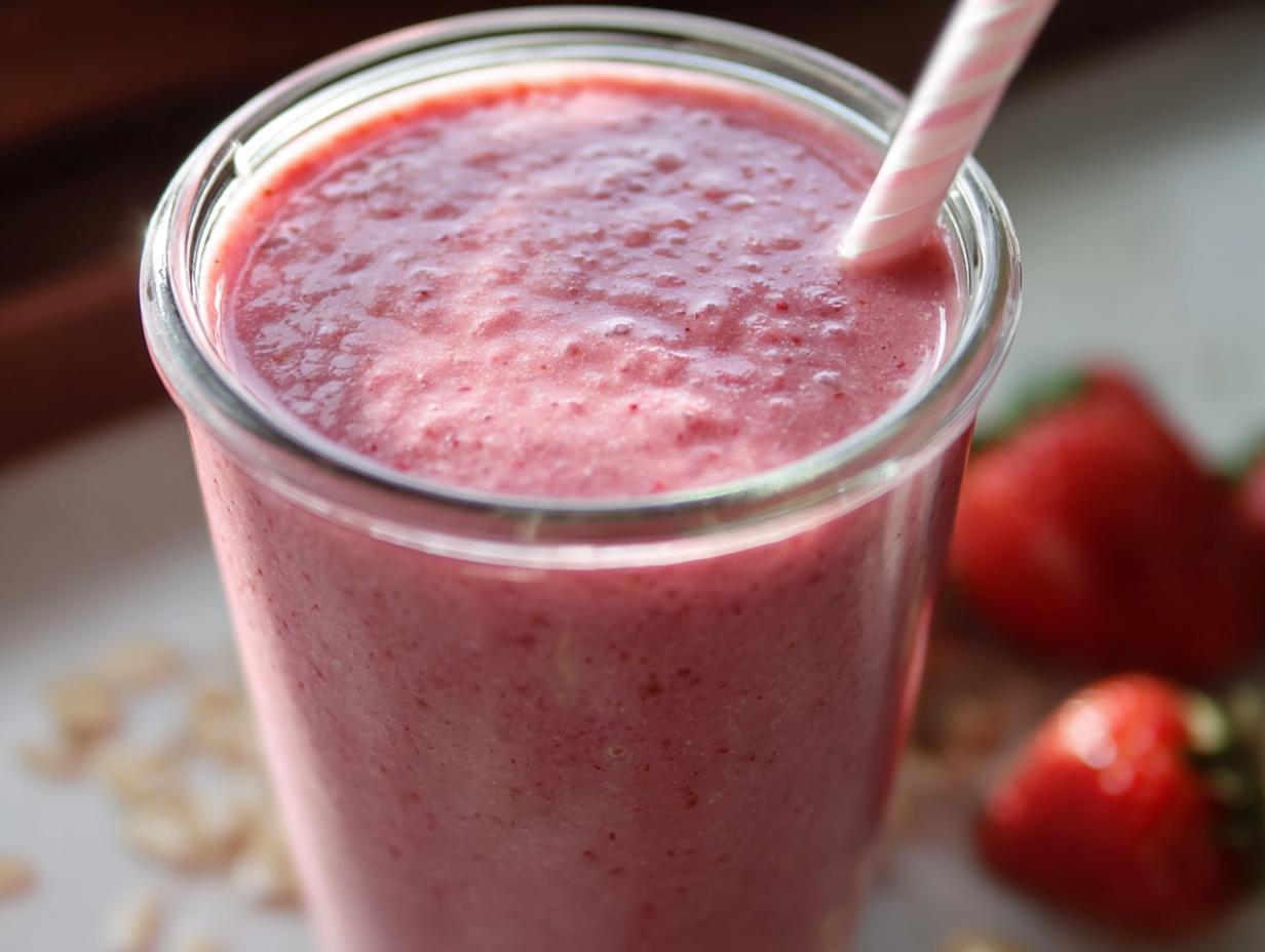 5-Minute Strawberry Oatmeal Smoothie Secret