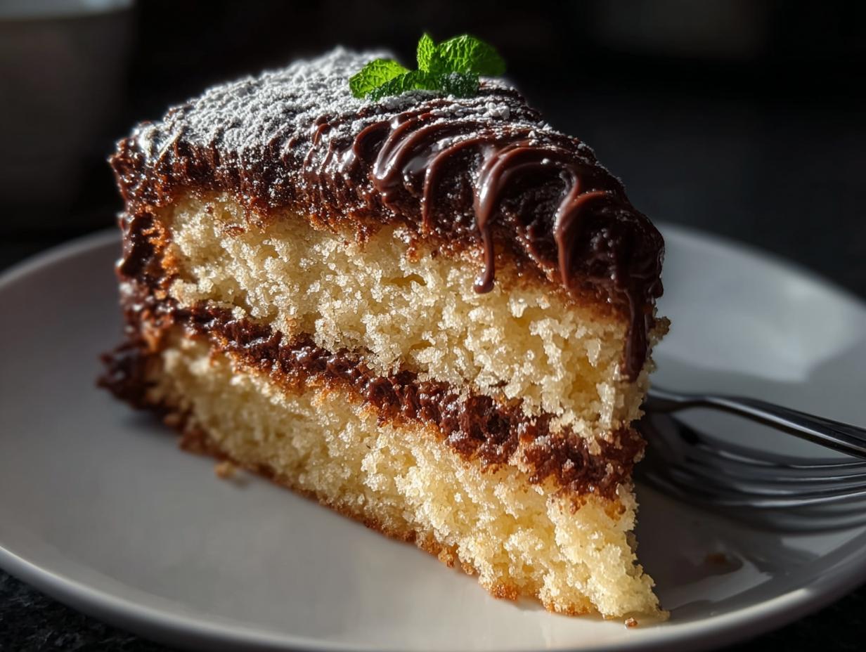 A moist slice of yellow layer cake with chocolate filling and ganache, part of The Ultimate Cake Ideas Recipes Guide for Beginners.