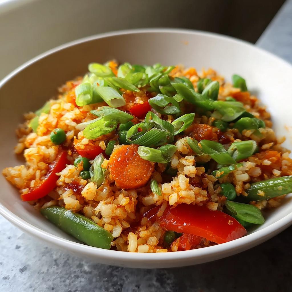 A bowl of vibrant cauliflower fried rice, a perfect example of Clean Eating Dinner Recipes Made Easy.