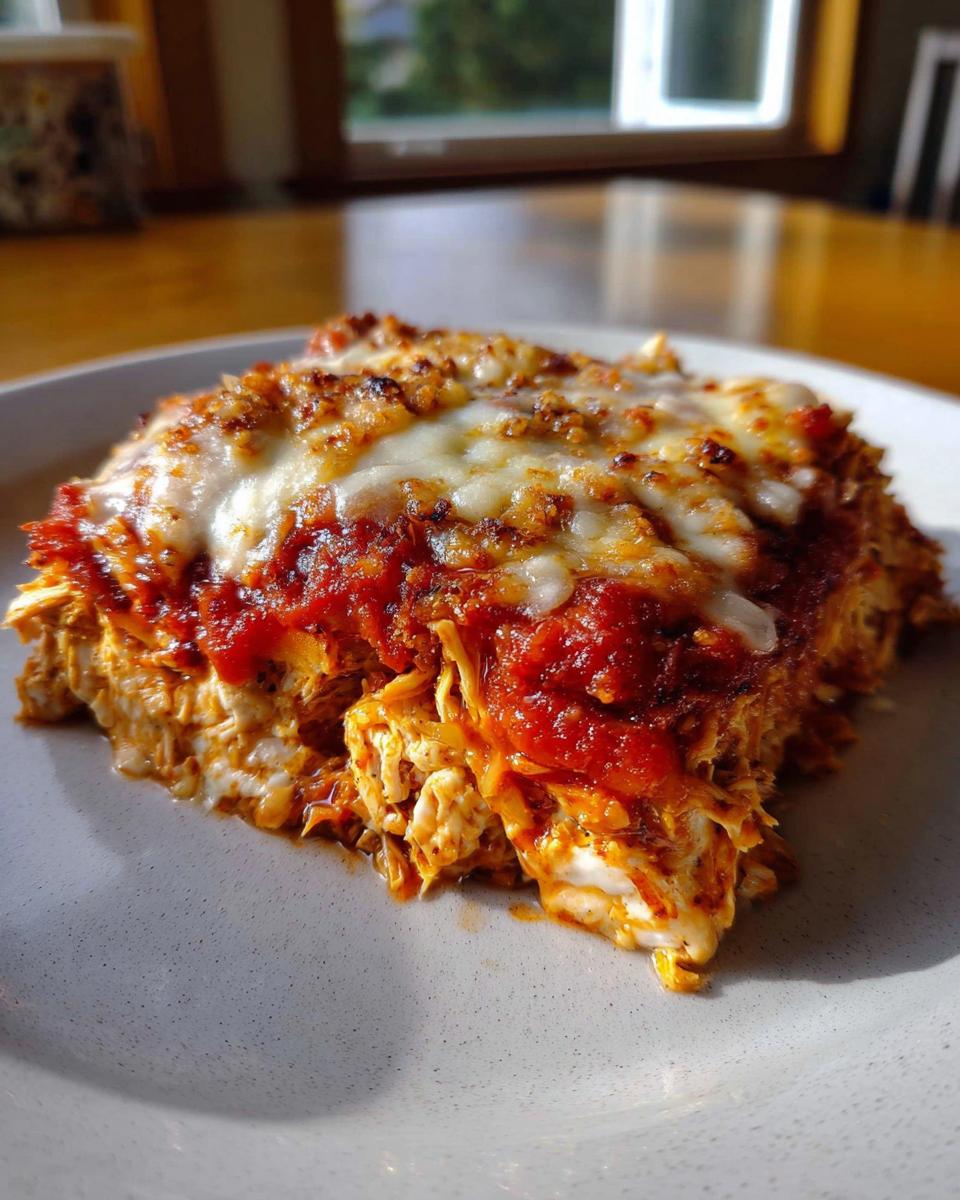 A serving of baked chicken casserole topped with melted cheese and marinara sauce, one of The Only Chicken Recipes Recipe You’ll Need (2025).