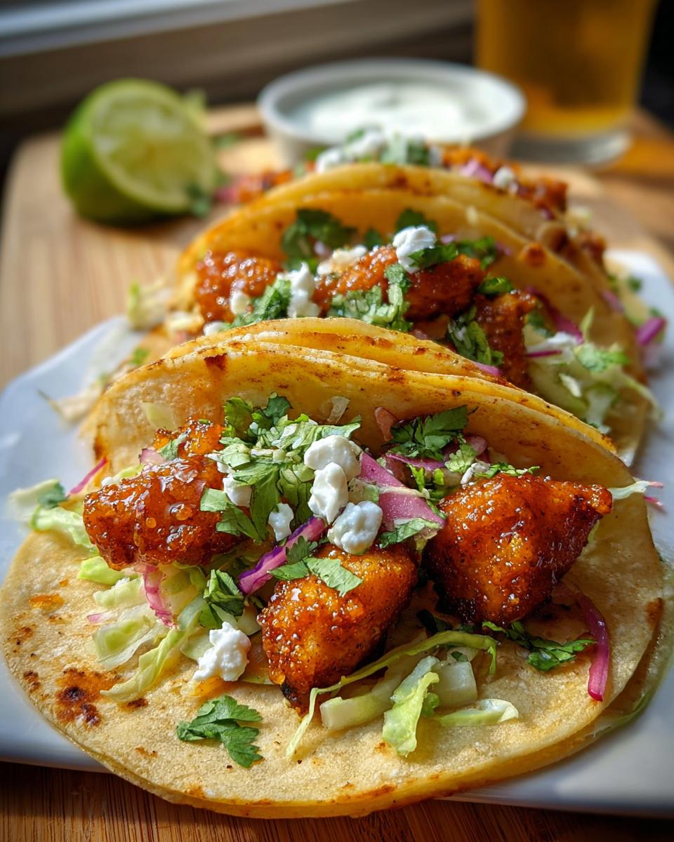 Close-up of delicious Chicken Taco Filling with Fresh Lime, topped with cheese and cilantro.