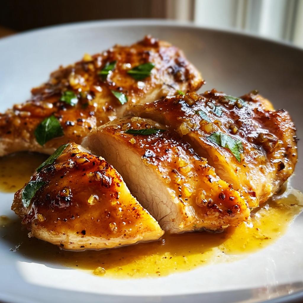 Close-up of sliced, glazed chicken breast showing juicy interior, part of our Chicken Recipes in 20 Minutes.