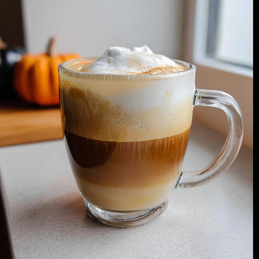 A layered, foamy coffee drink, likely a latte, featured in The Ultimate Starbucks Drinks Recipes Guide for Beginners.