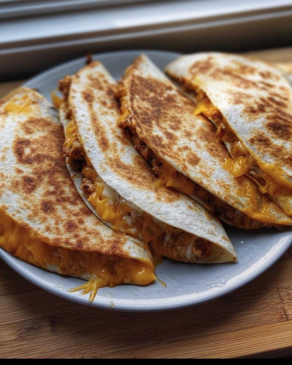 Four folded quesadillas filled with melted cheese and chicken, perfect for Healthy Meals You Can Prep in Under 1 Hour.