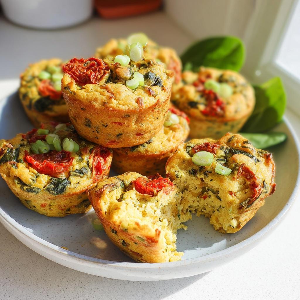 A stack of savory egg muffins with sun-dried tomatoes and spinach, perfect for Easy Healthy Meal Prep for the Week.