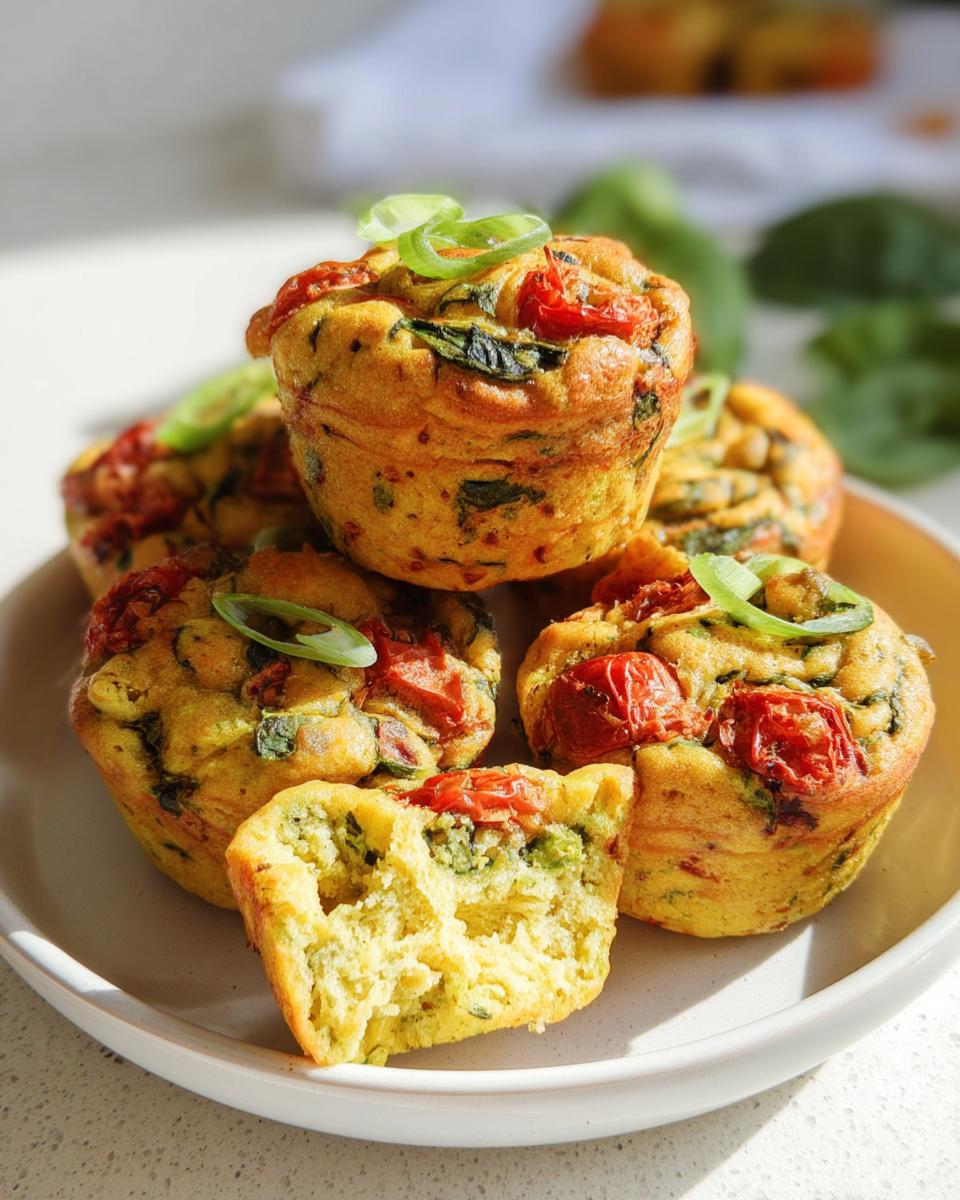 Stack of savory egg muffins with spinach and tomatoes, perfect for Easy Healthy Meal Prep for the Week.