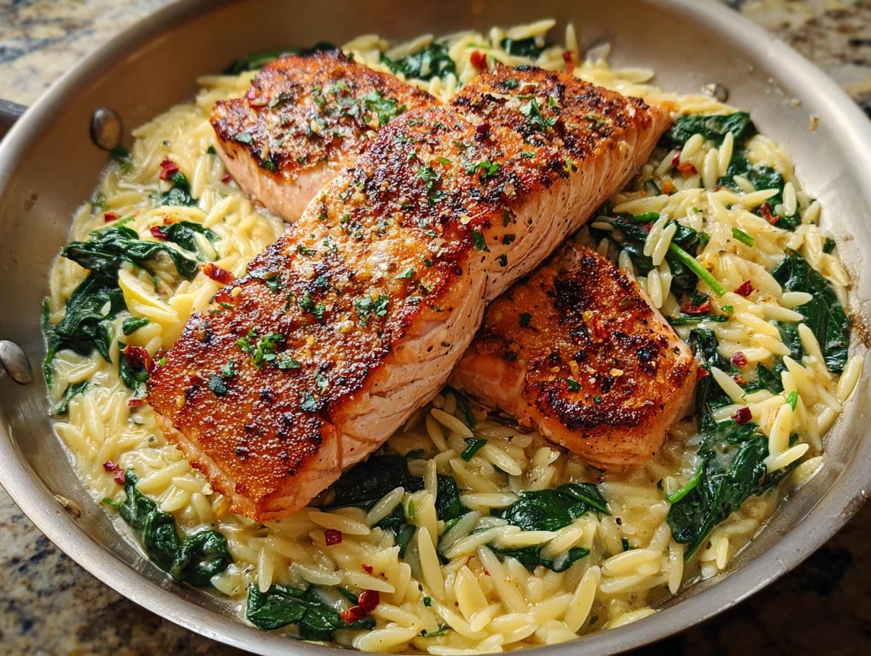 Amazing 30-Min Seared Salmon with Lemon Orzo