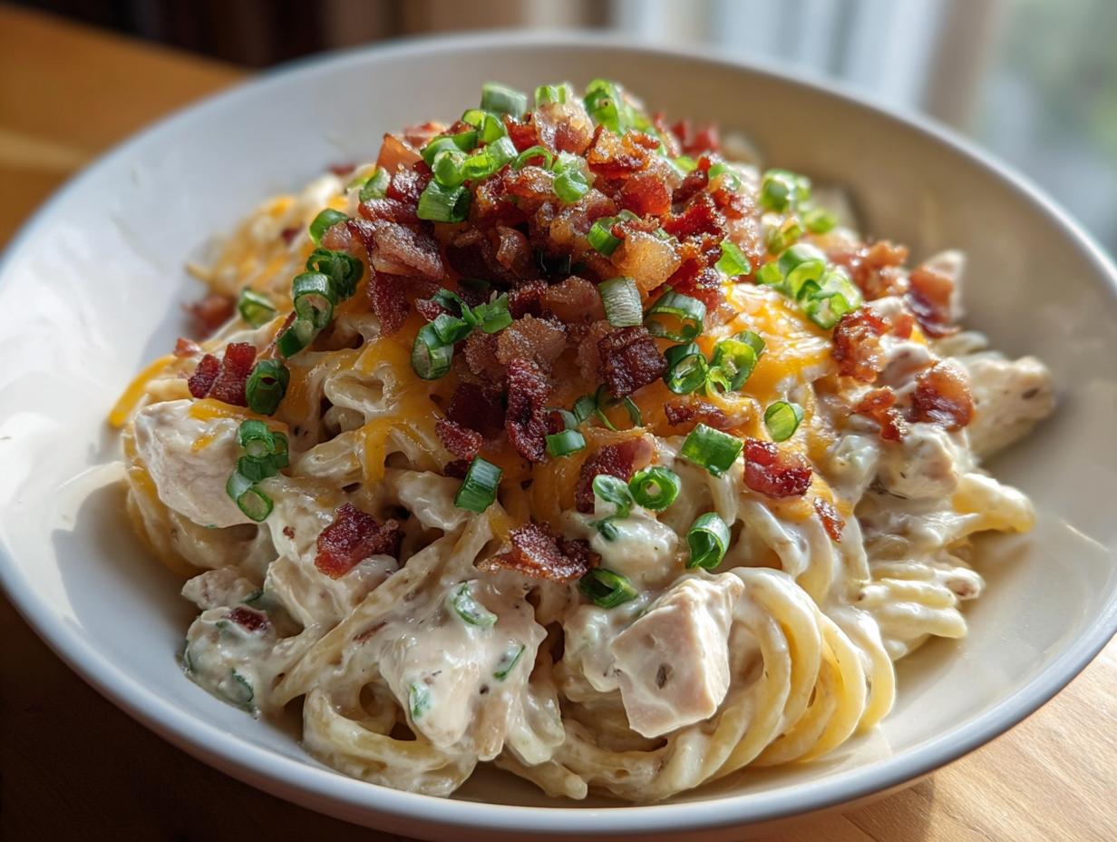 5-Minute Chicken Bacon Ranch Pasta Joy