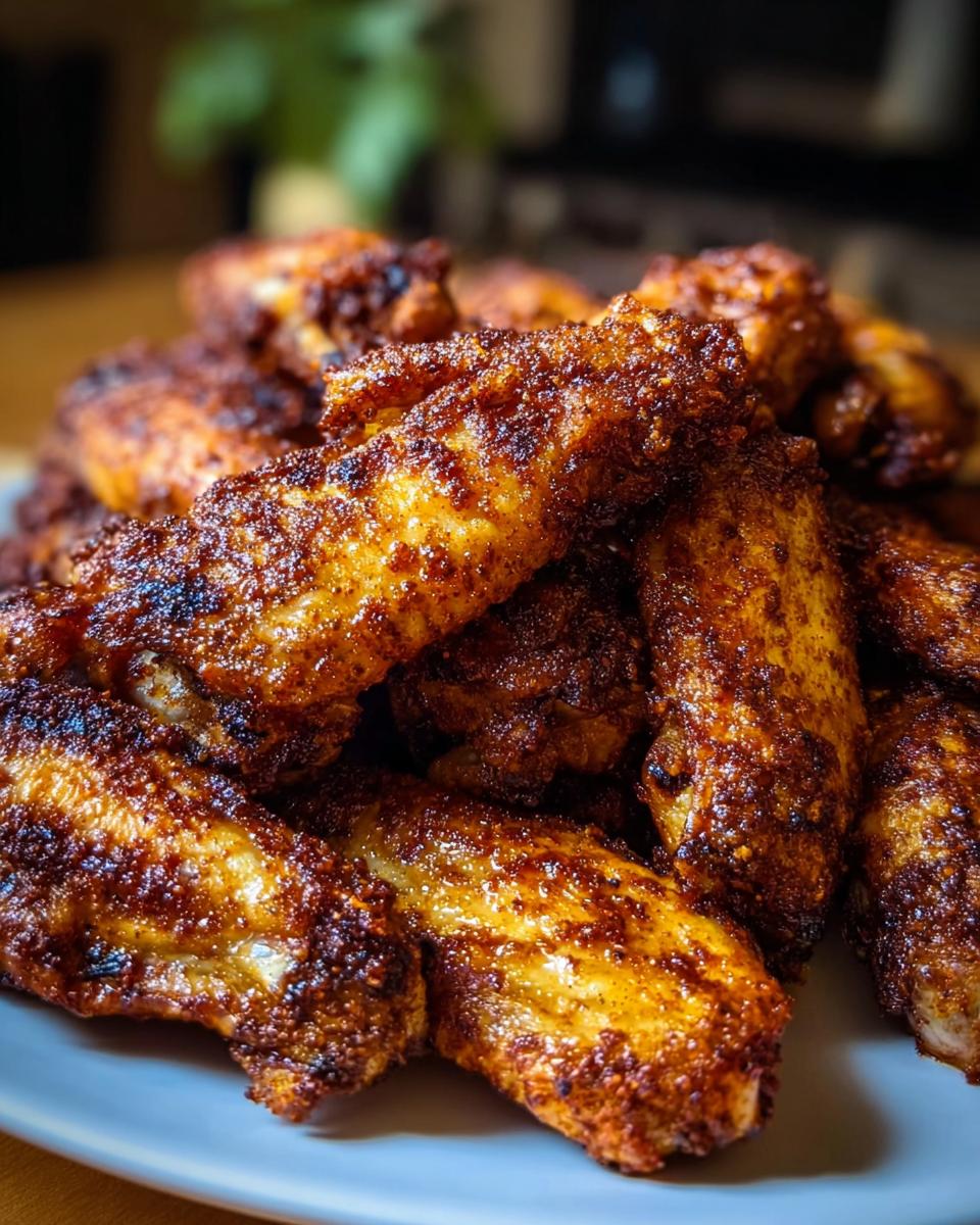 A close-up pile of perfectly seasoned Oven Baked Chicken Wings with Crispy Skin.