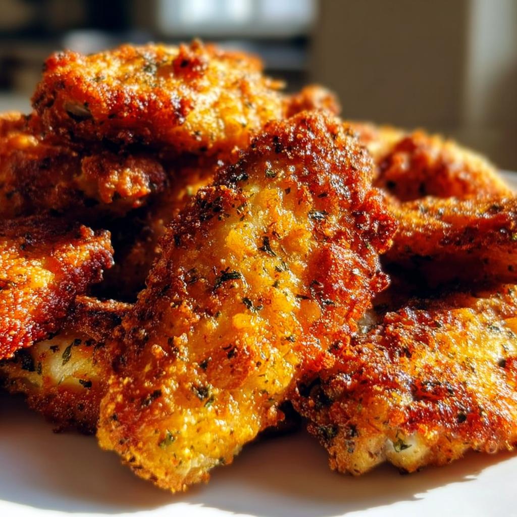 Close-up of golden, crispy Ranch Seasoned Wings dusted with herbs.