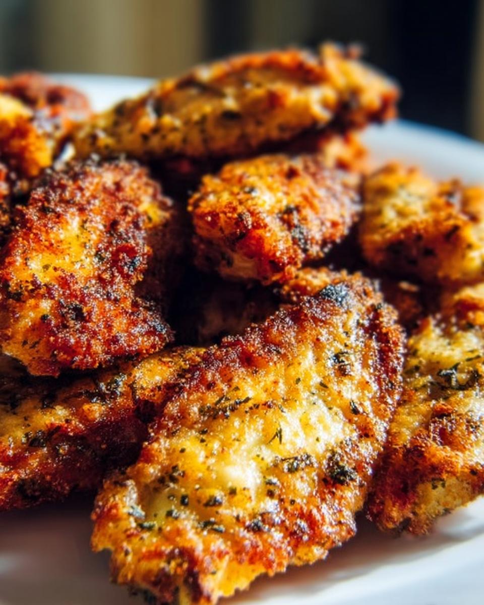 Close-up of golden brown, crispy Ranch Seasoned Wings dusted with visible herbs.