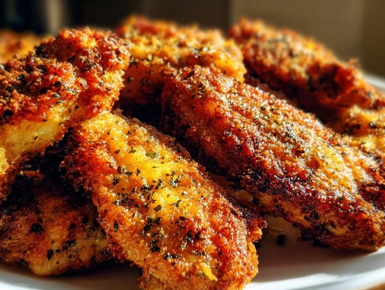 Close-up of golden brown, crispy Ranch Seasoned Wings dusted with herbs.