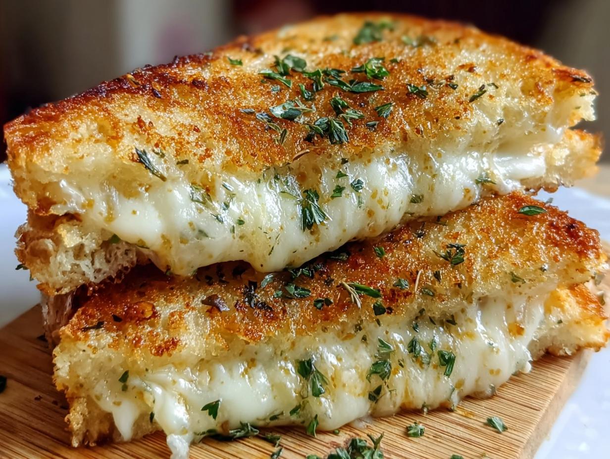 Amazing 3-Cheese Garlic Bread Grilled Cheese