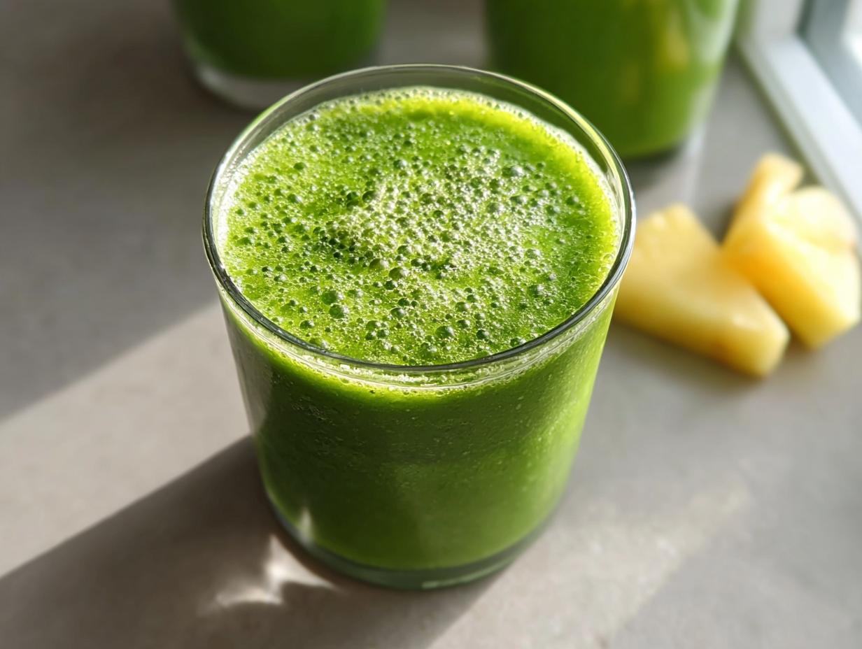 Amazing 1 Green Smoothie with Spinach and Pineapple