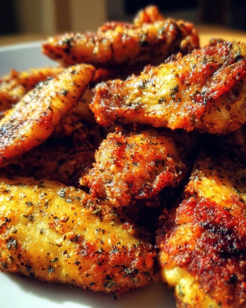 Close-up of perfectly cooked Ranch Seasoned Wings with a crispy, golden-brown exterior and visible herbs.