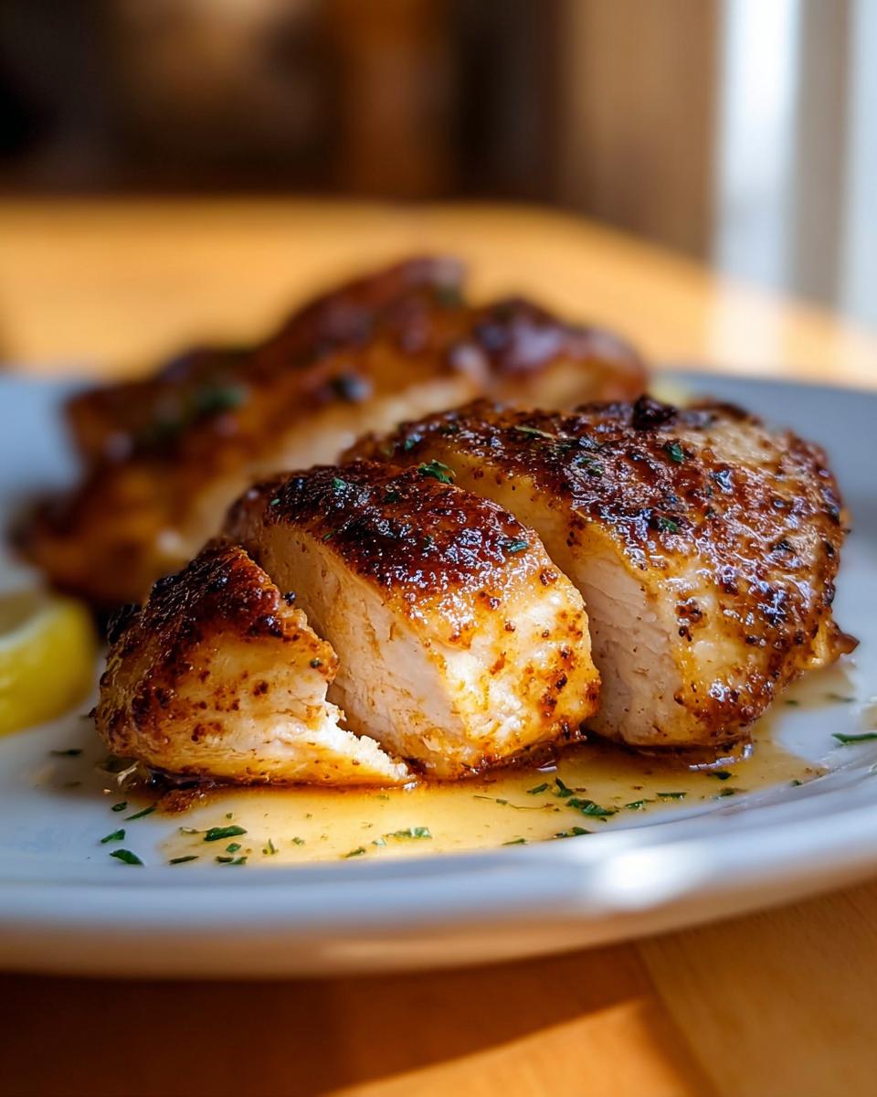 Close-up of sliced Spicy Cajun Chicken with Smoky Paprika, showing juicy white meat and a browned, seasoned exterior.