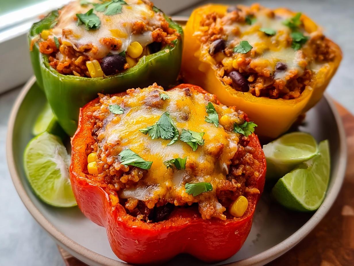 6 Amazing Turkey Stuffed Peppers with Cheesy Top