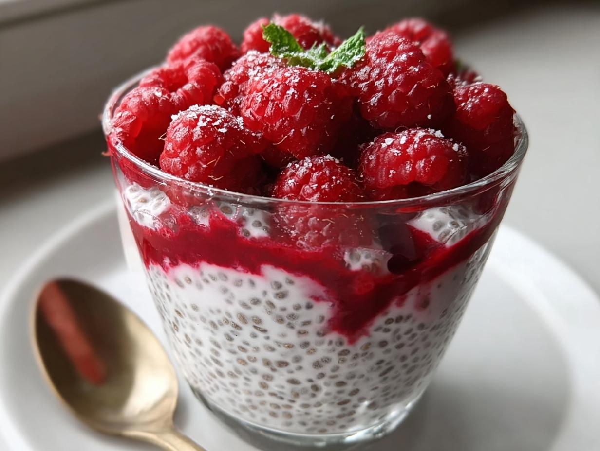 Amazing 10 Minute Vanilla Raspberry Chia Pudding