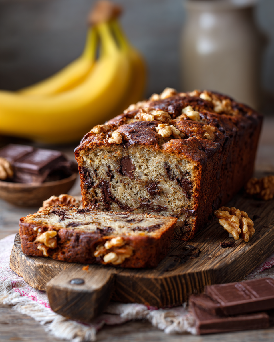 Bananenbrot mit Schokolade und Nüssen – das saftigste Rezept für Schokoladenliebhaber