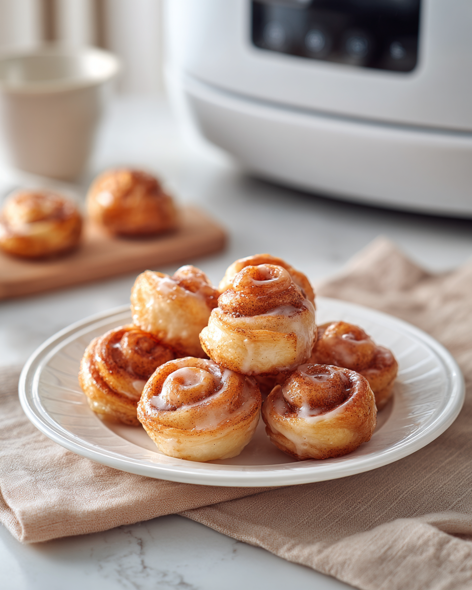 Air-Fryer Zimtschnecken-Bites als süßes Fingerfood angerichtet