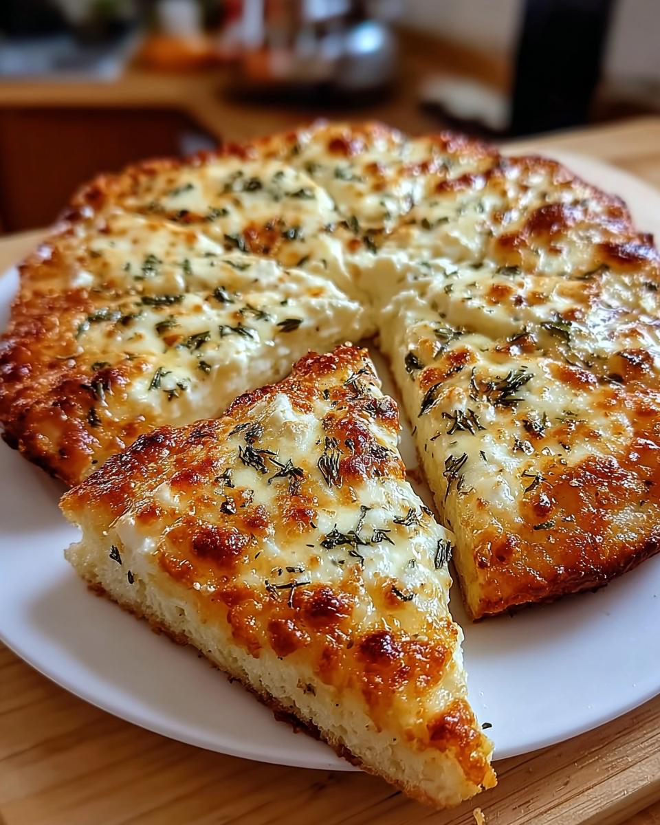 A slice of 3-Ingredient Cottage Cheese Pizza with melted cheese and herbs on a white plate.
