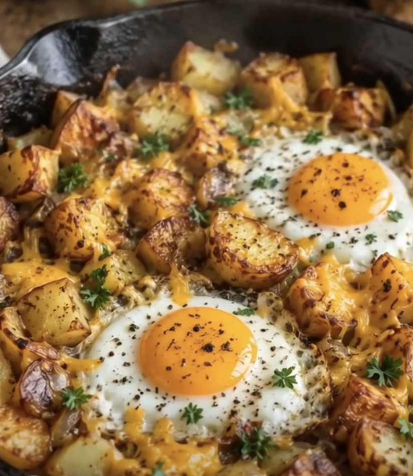 Bratkartoffeln mit Ei und Käse